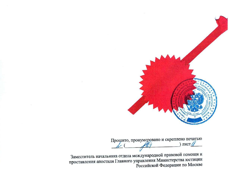 Прошивка документа с печатью Минюста